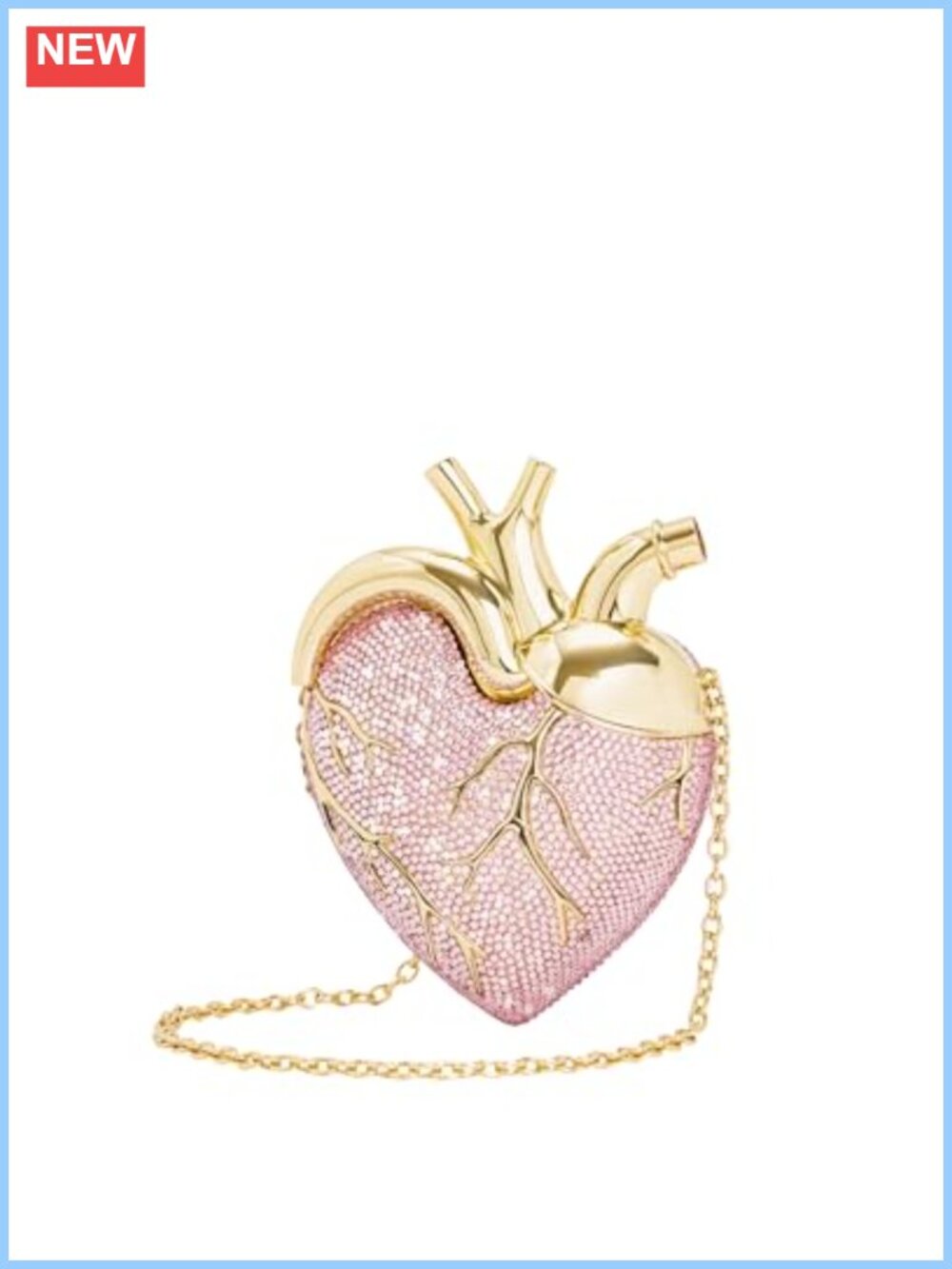Artificial Crystal Heart Shaped Evening Bag Push Lock